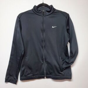 Vintage Therma- Fit Track‎ Unisex Jacket Womens Sz M Black 4 Pockets Nike Swoosh
